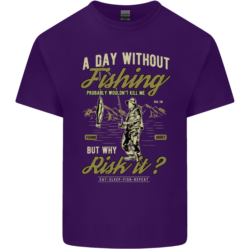 A Day Without Fishing Funny Fisherman Mens Cotton T-Shirt Tee Top Purple