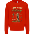 A Day Without Fishing Funny Fisherman Mens Sweatshirt Jumper Bright Red
