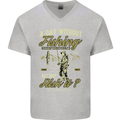 A Day Without Fishing Funny Fisherman Mens V-Neck Cotton T-Shirt Sports Grey
