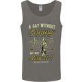 A Day Without Fishing Funny Fisherman Mens Vest Tank Top Charcoal