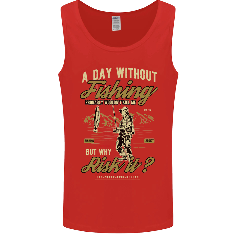 A Day Without Fishing Funny Fisherman Mens Vest Tank Top Red