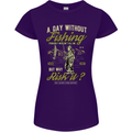 A Day Without Fishing Funny Fisherman Womens Petite Cut T-Shirt Purple