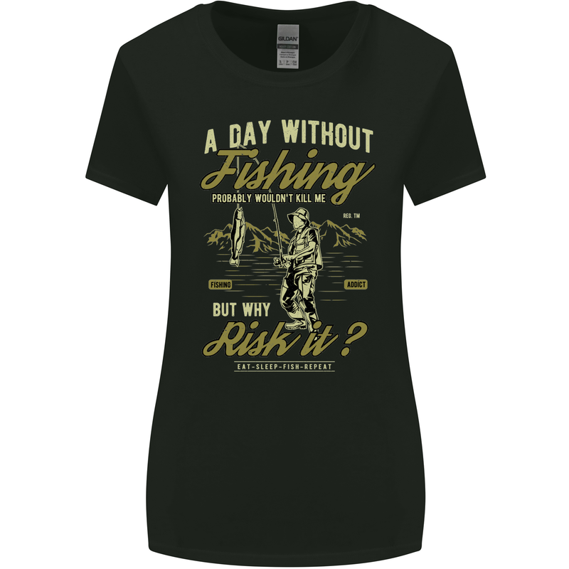 A Day Without Fishing Funny Fisherman Womens Wider Cut T-Shirt Black