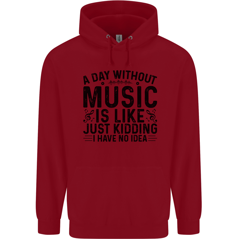 A Day Without Music Pop Rock Reggae Dance Childrens Kids Hoodie Red