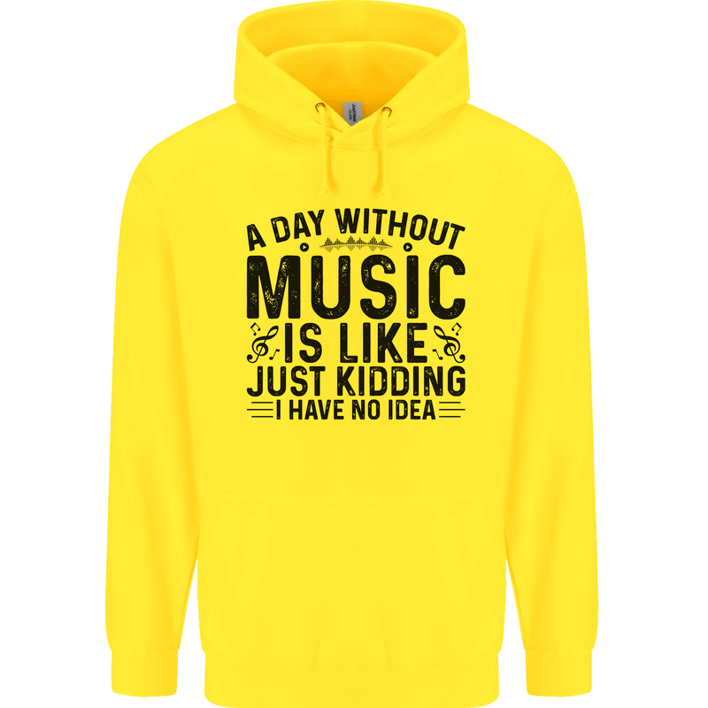 A Day Without Music Pop Rock Reggae Dance Childrens Kids Hoodie Yellow