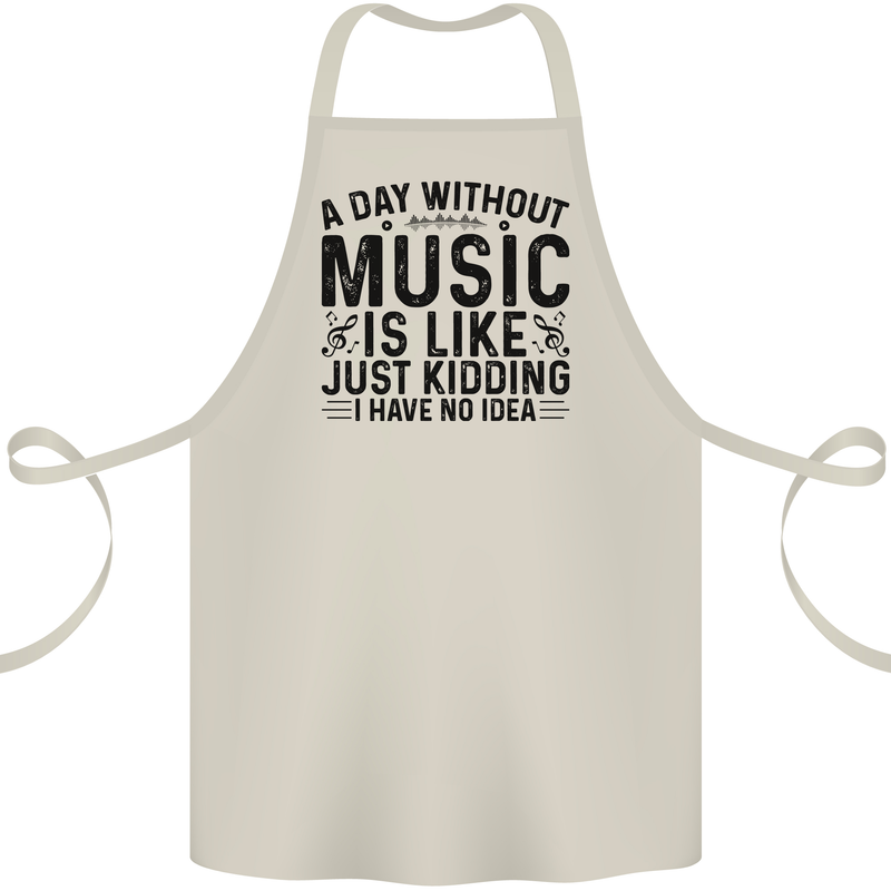 A Day Without Music Pop Rock Reggae Dance Cotton Apron 100% Organic Natural