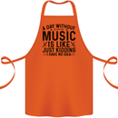 A Day Without Music Pop Rock Reggae Dance Cotton Apron 100% Organic Orange