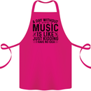 A Day Without Music Pop Rock Reggae Dance Cotton Apron 100% Organic Pink