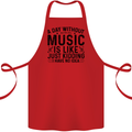 A Day Without Music Pop Rock Reggae Dance Cotton Apron 100% Organic Red