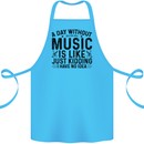 A Day Without Music Pop Rock Reggae Dance Cotton Apron 100% Organic Turquoise