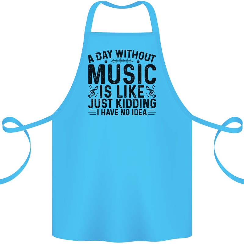 A Day Without Music Pop Rock Reggae Dance Cotton Apron 100% Organic Turquoise
