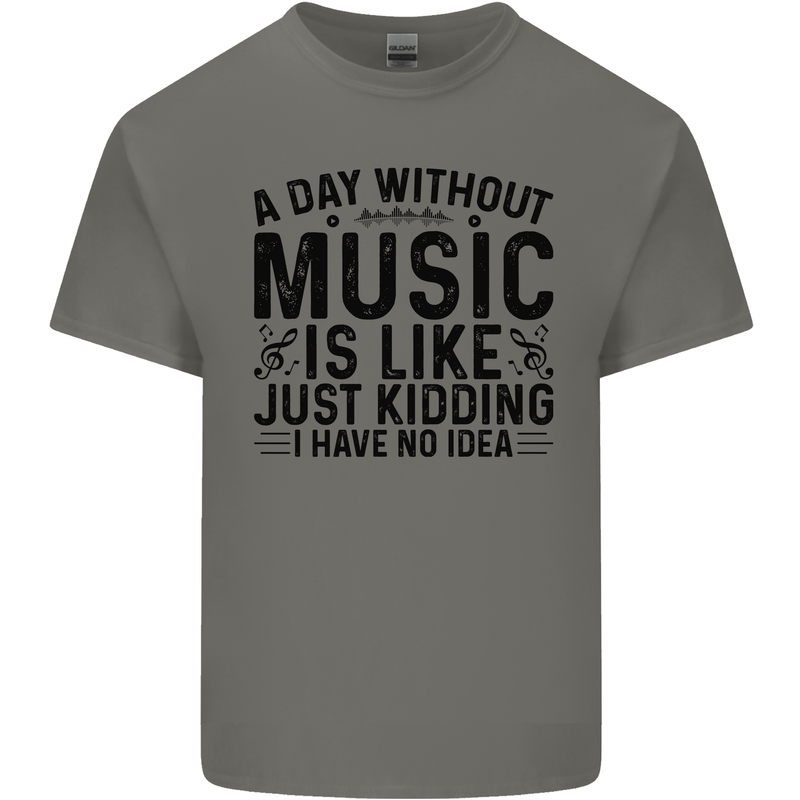 A Day Without Music Pop Rock Reggae Dance Mens Cotton T-Shirt Tee Top Charcoal