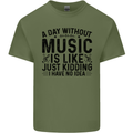 A Day Without Music Pop Rock Reggae Dance Mens Cotton T-Shirt Tee Top Military Green