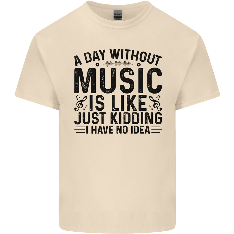 A Day Without Music Pop Rock Reggae Dance Mens Cotton T-Shirt Tee Top Natural