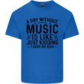 A Day Without Music Pop Rock Reggae Dance Mens Cotton T-Shirt Tee Top Royal Blue