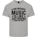 A Day Without Music Pop Rock Reggae Dance Mens Cotton T-Shirt Tee Top Sports Grey