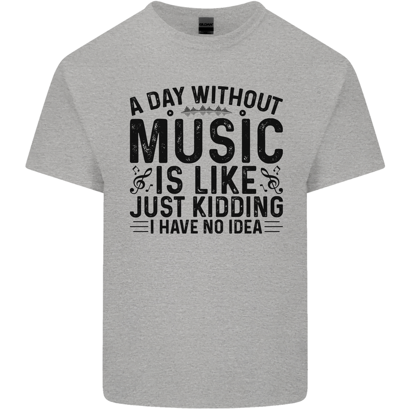 A Day Without Music Pop Rock Reggae Dance Mens Cotton T-Shirt Tee Top Sports Grey