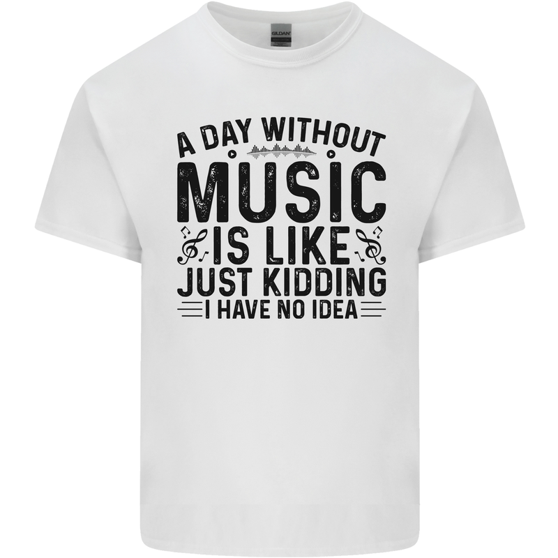 A Day Without Music Pop Rock Reggae Dance Mens Cotton T-Shirt Tee Top White