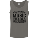 A Day Without Music Pop Rock Reggae Dance Mens Vest Tank Top Charcoal