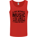 A Day Without Music Pop Rock Reggae Dance Mens Vest Tank Top Red