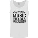 A Day Without Music Pop Rock Reggae Dance Mens Vest Tank Top White