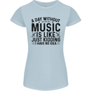 A Day Without Music Pop Rock Reggae Dance Womens Petite Cut T-Shirt Light Blue