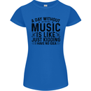 A Day Without Music Pop Rock Reggae Dance Womens Petite Cut T-Shirt Royal Blue