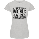 A Day Without Music Pop Rock Reggae Dance Womens Petite Cut T-Shirt Sports Grey