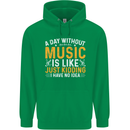 A Day Without Music Tekno Hip Hop Metal Childrens Kids Hoodie Irish Green