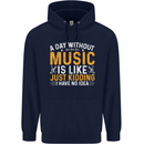 A Day Without Music Tekno Hip Hop Metal Childrens Kids Hoodie Navy Blue