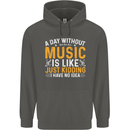A Day Without Music Tekno Hip Hop Metal Childrens Kids Hoodie Storm Grey