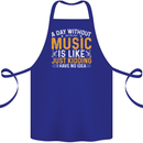 A Day Without Music Tekno Hip Hop Metal Cotton Apron 100% Organic Royal Blue