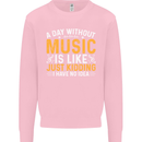 A Day Without Music Tekno Hip Hop Metal Kids Sweatshirt Jumper Light Pink