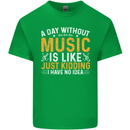 A Day Without Music Tekno Hip Hop Metal Kids T-Shirt Childrens Irish Green