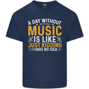 A Day Without Music Tekno Hip Hop Metal Kids T-Shirt Childrens Navy Blue
