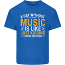 A Day Without Music Tekno Hip Hop Metal Kids T-Shirt Childrens Royal Blue