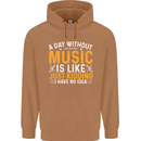 A Day Without Music Tekno Hip Hop Metal Mens 80% Cotton Hoodie Caramel Latte