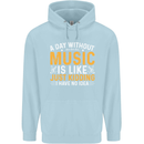 A Day Without Music Tekno Hip Hop Metal Mens 80% Cotton Hoodie Light Blue