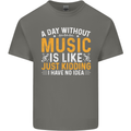 A Day Without Music Tekno Hip Hop Metal Mens Cotton T-Shirt Tee Top Charcoal