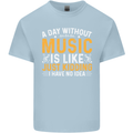 A Day Without Music Tekno Hip Hop Metal Mens Cotton T-Shirt Tee Top Light Blue