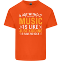 A Day Without Music Tekno Hip Hop Metal Mens Cotton T-Shirt Tee Top Orange