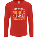 A Day Without Music Tekno Hip Hop Metal Mens Long Sleeve T-Shirt Red