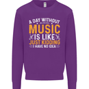 A Day Without Music Tekno Hip Hop Metal Mens Sweatshirt Jumper Purple