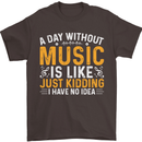 A Day Without Music Tekno Hip Hop Metal Mens T-Shirt 100% Cotton Dark Chocolate