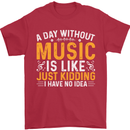 A Day Without Music Tekno Hip Hop Metal Mens T-Shirt 100% Cotton Red