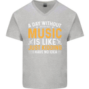 A Day Without Music Tekno Hip Hop Metal Mens V-Neck Cotton T-Shirt Sports Grey