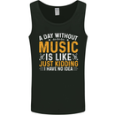 A Day Without Music Tekno Hip Hop Metal Mens Vest Tank Top Black
