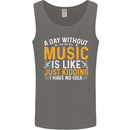 A Day Without Music Tekno Hip Hop Metal Mens Vest Tank Top Charcoal