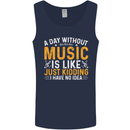 A Day Without Music Tekno Hip Hop Metal Mens Vest Tank Top Navy Blue