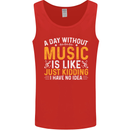 A Day Without Music Tekno Hip Hop Metal Mens Vest Tank Top Red